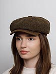 Кепка STETSON арт. 6840814 HATTERAS VIRGIN WOOL HARRIS TWEED (бежевый / оливковый)